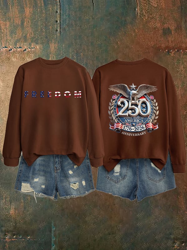Women's   American 250th Print  Sweatshirt