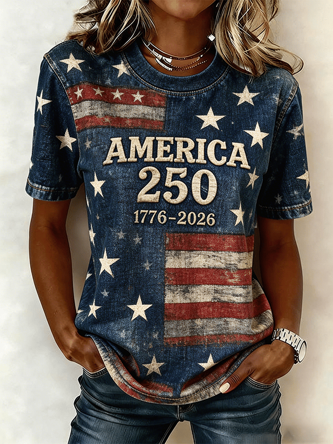 Women's 250th Anniversary American Art Print Casual T-Shirt