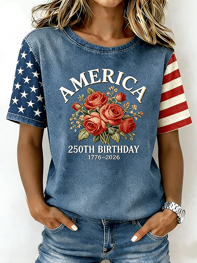 Women's 250th Anniversary American Art Print Casual T-Shirt