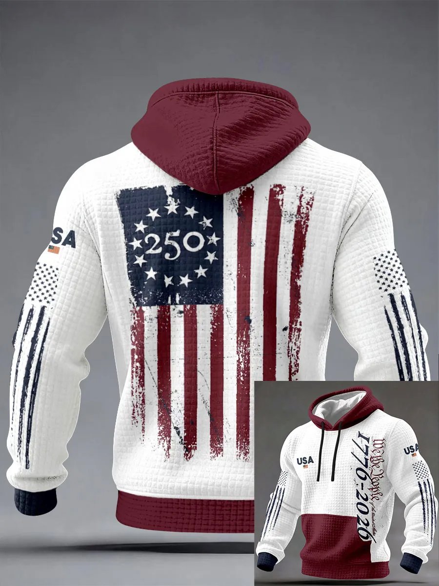 Men's Casual American 250th Anniversary Print Sweatshirt