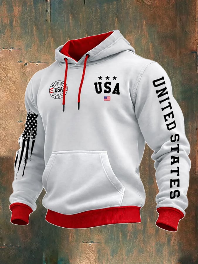 Men's 250th Anniversary Casual Printed Hooded Sweatshirt