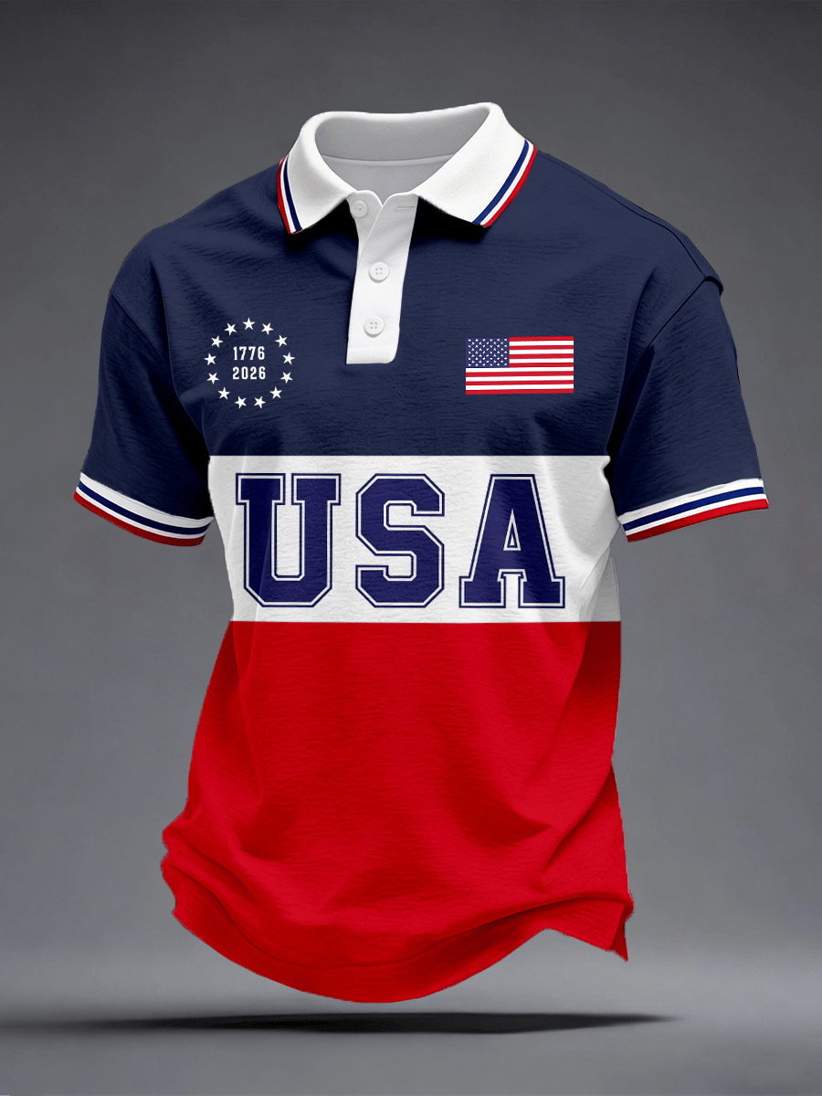 Men's USA 1776-2026 Print Polo Shirt