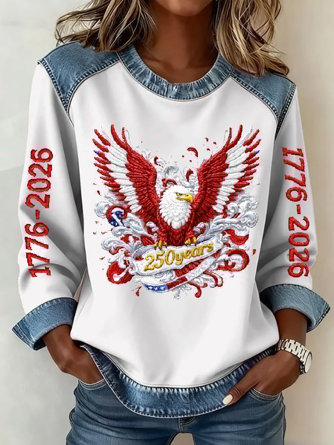 Women's casual hoodie with American 250th anniversary print