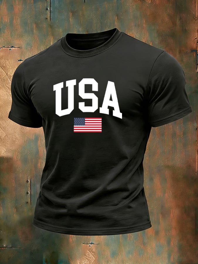 Men's 250th Anniversary National Flag Print Casual Short-Sleeved T-Shirt