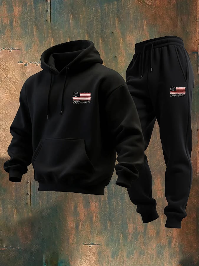 Men's 250th Anniversary Casual Printed Sweatshirt Set