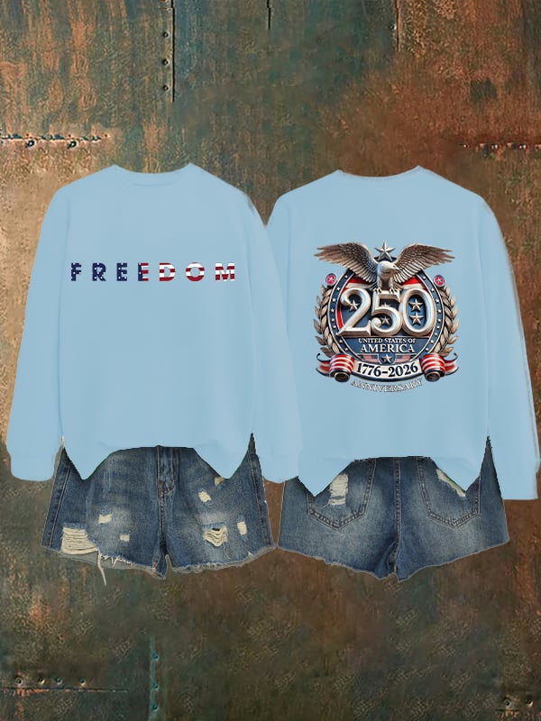Women's   American 250th Print  Sweatshirt