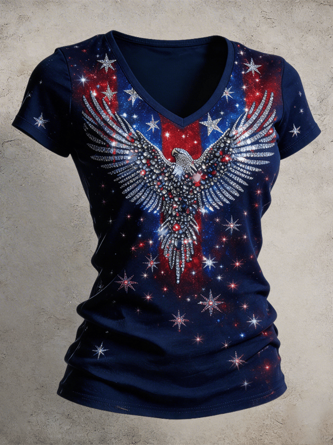 Women's 250th Anniversary of the United States Art Print V-Neck T-Sleeve