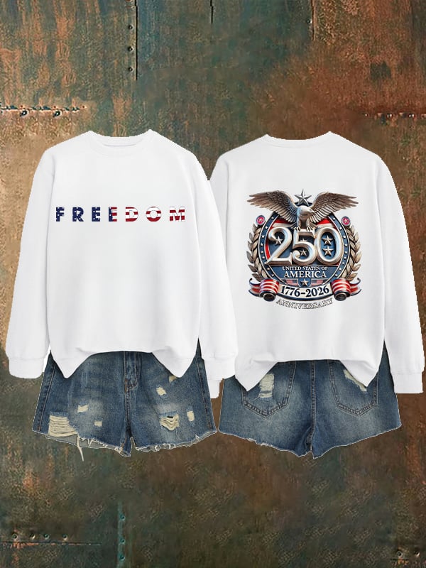 Women's   American 250th Print  Sweatshirt