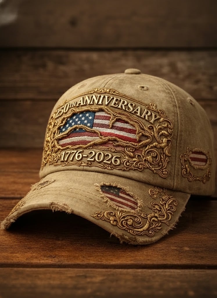 Unisex casual hat with a 250th anniversary of the United States commemorative print.