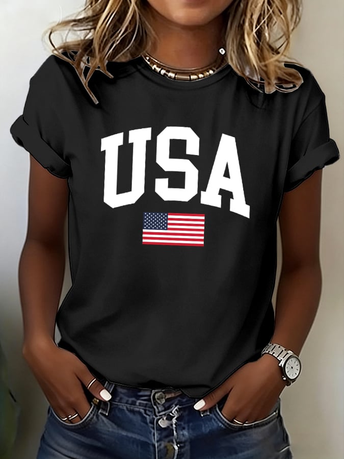 Women's 250th Anniversary National Flag Print Casual T-Shirt