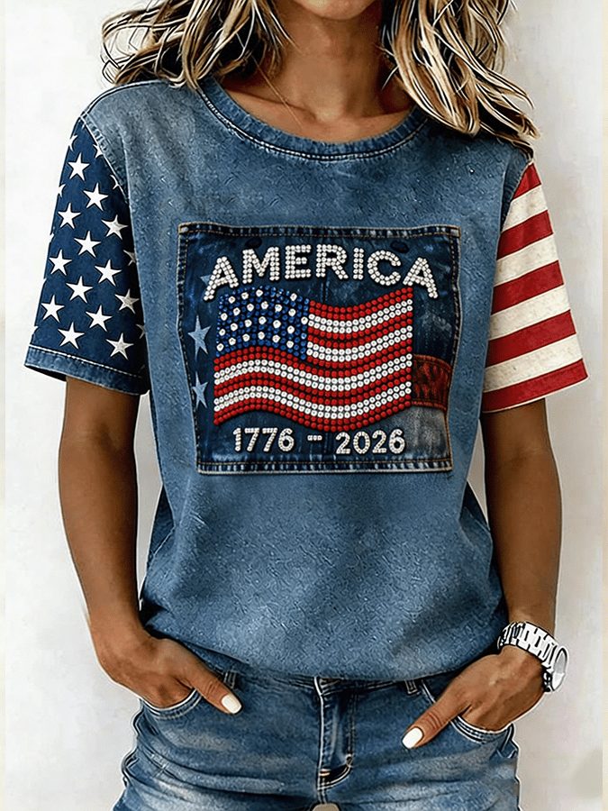 Women's 250th Anniversary American Art Print Casual T-Shirt