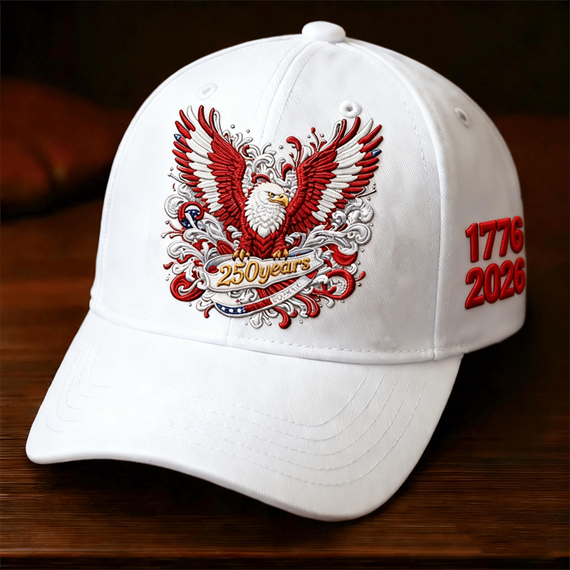 Unisex casual hat with a 250th anniversary of the United States commemorative print.