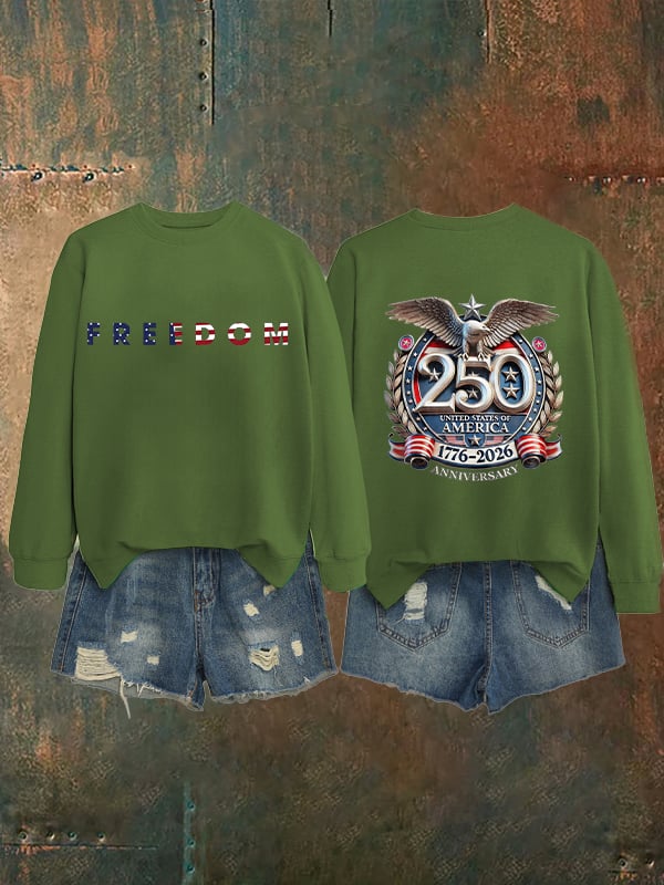 Women's   American 250th Print  Sweatshirt