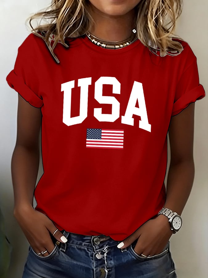 Women's 250th Anniversary National Flag Print Casual T-Shirt