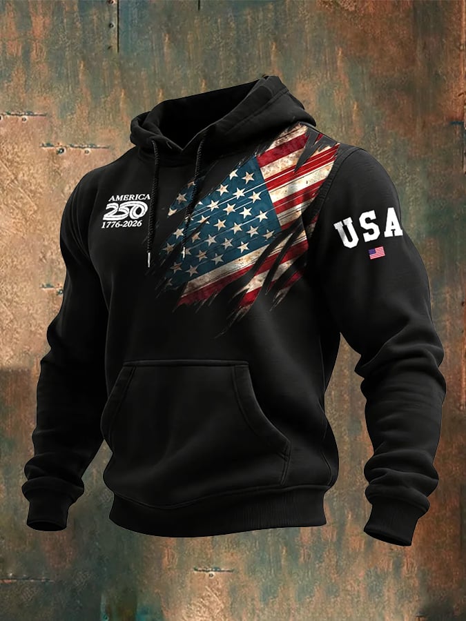 Men's 250th Anniversary Casual Printed Hooded Sweatshirt