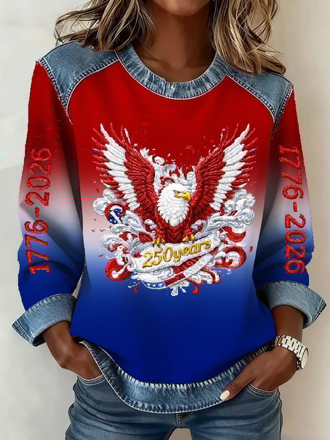 Women's casual hoodie with American 250th anniversary print