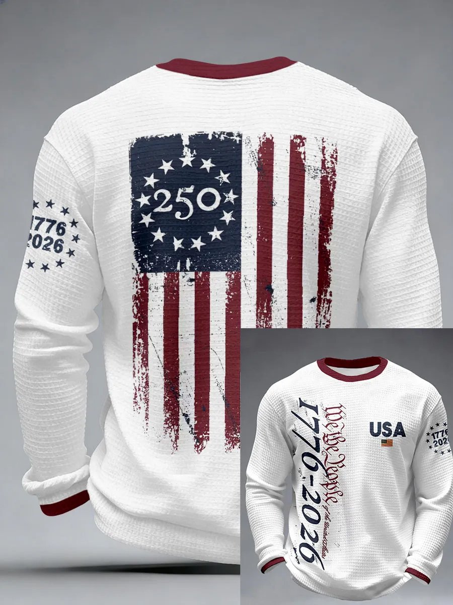 Men'S Casual T-Shirt With American 250th Anniversary Print