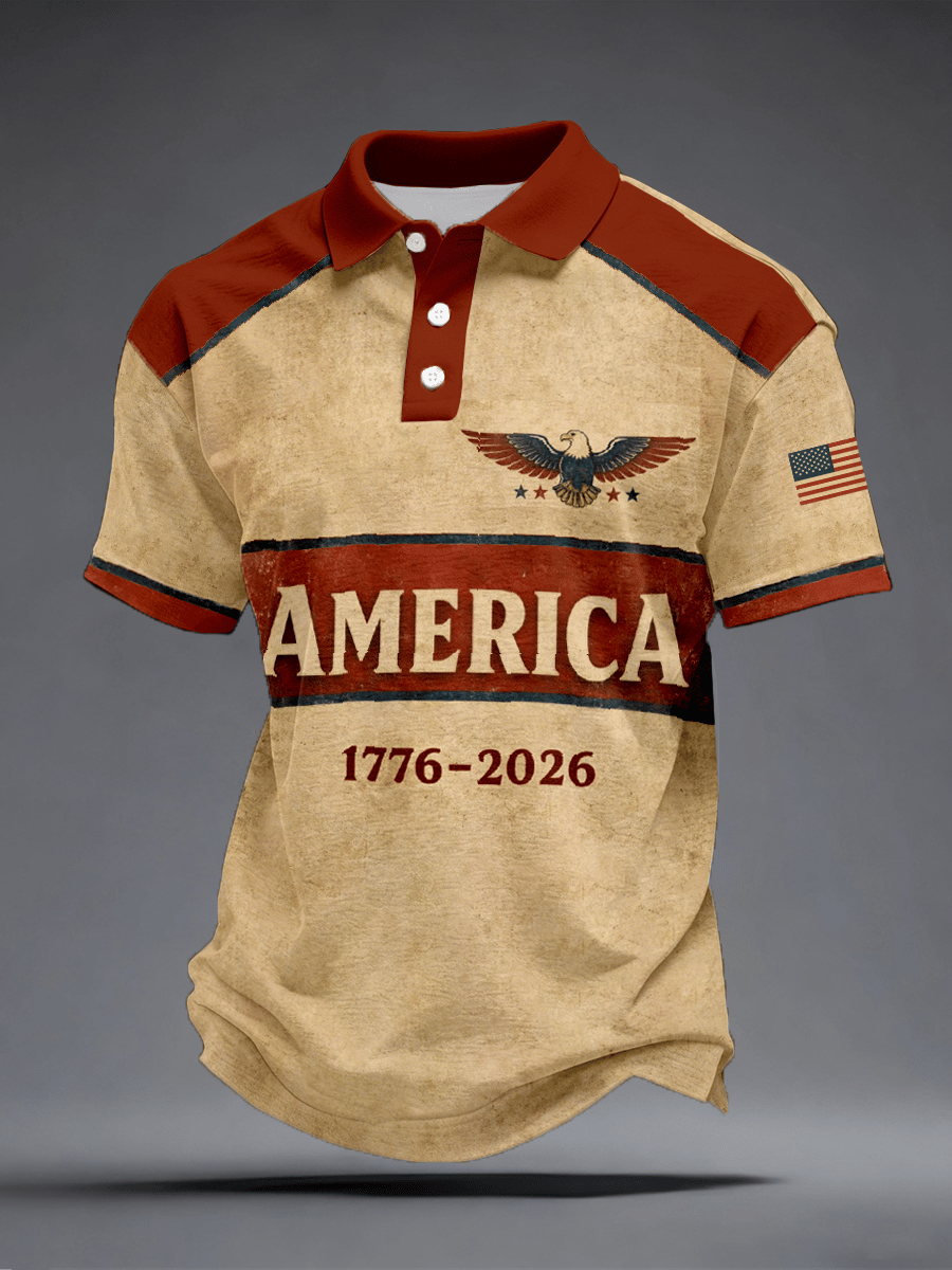 Men's USA 1776-2026 Print Polo Shirt