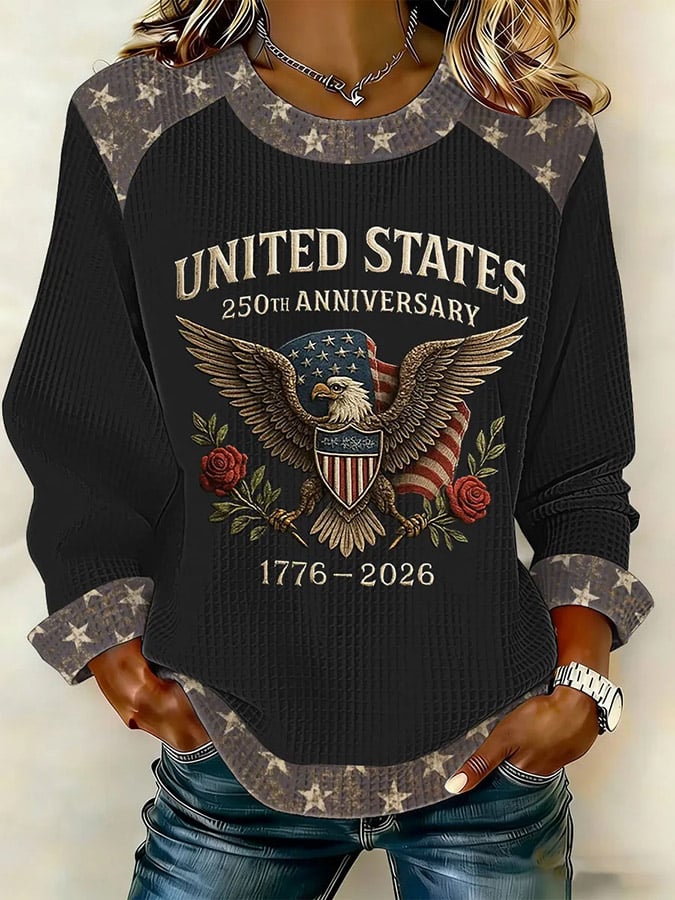 Women's Vintage America 250th Anniversary Print Casual Sweatshirt
