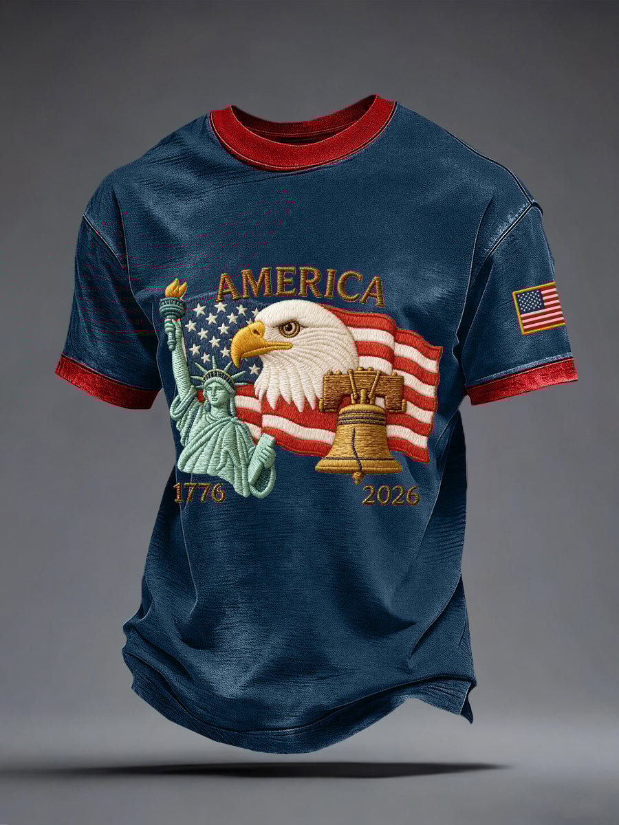Men's America 250th Anniversary – 1776–2026 Patriotic Eagle Heritage Print Casual T-Shirt