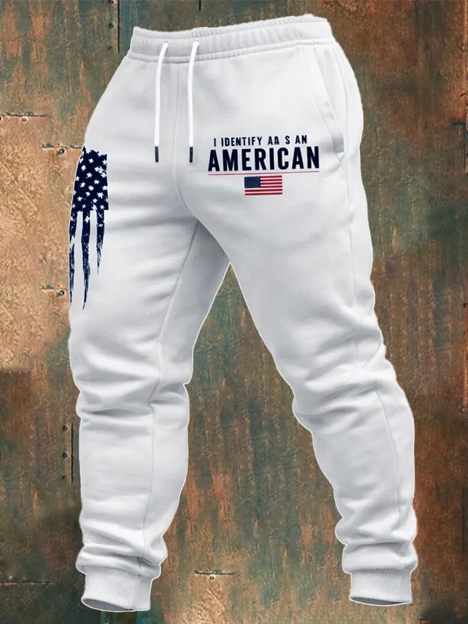 Men's 250th Anniversary Casual Printed Elastic Waist Tie-Up Sweatpants