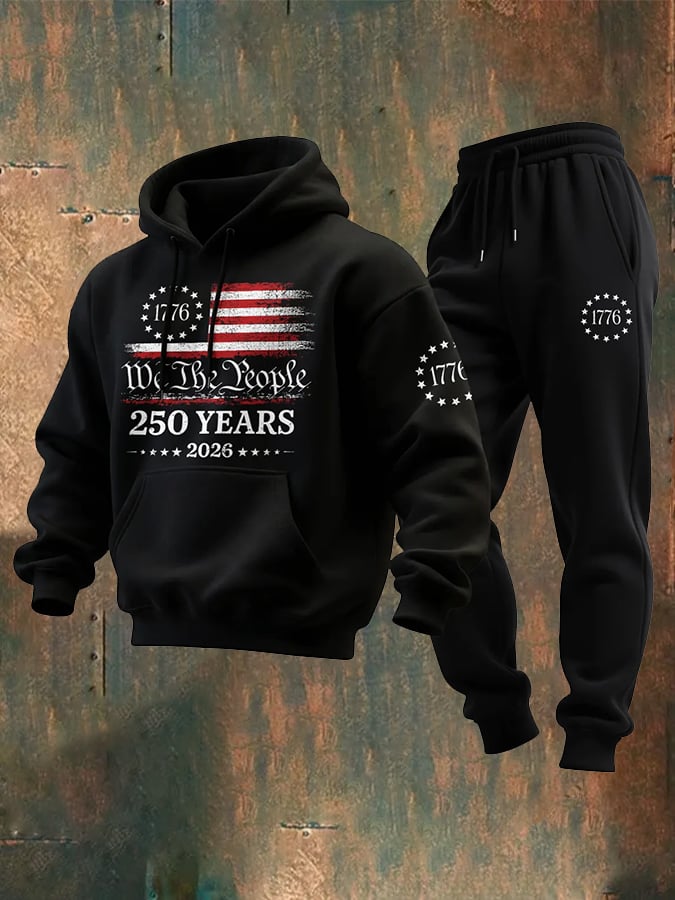 Men's 250th Anniversary Casual Printed Sweatshirt Set