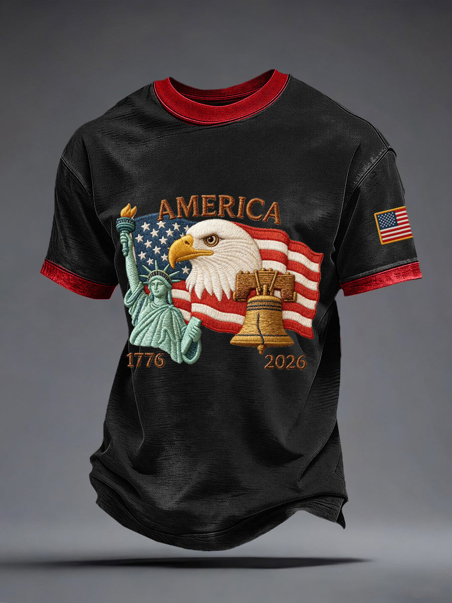 Men's America 250th Anniversary – 1776–2026 Patriotic Eagle Heritage Print Casual T-Shirt