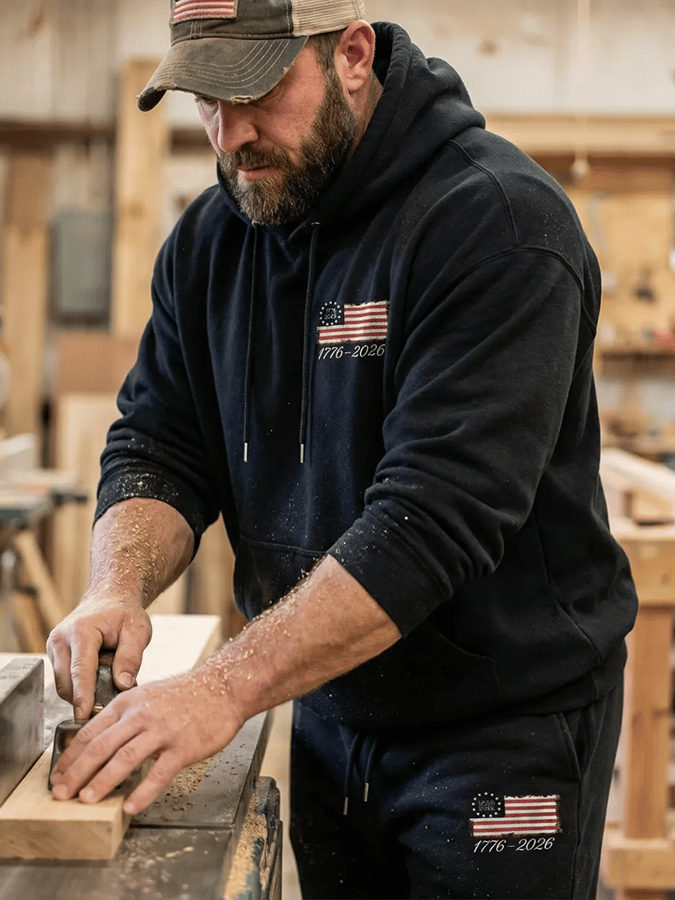 Men's 250th Anniversary Casual Printed Sweatshirt Set