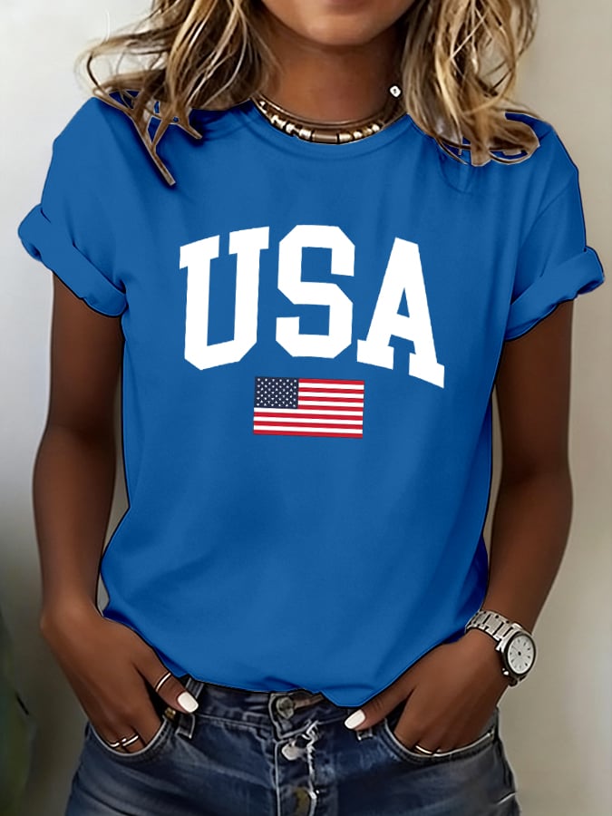 Women's 250th Anniversary National Flag Print Casual T-Shirt