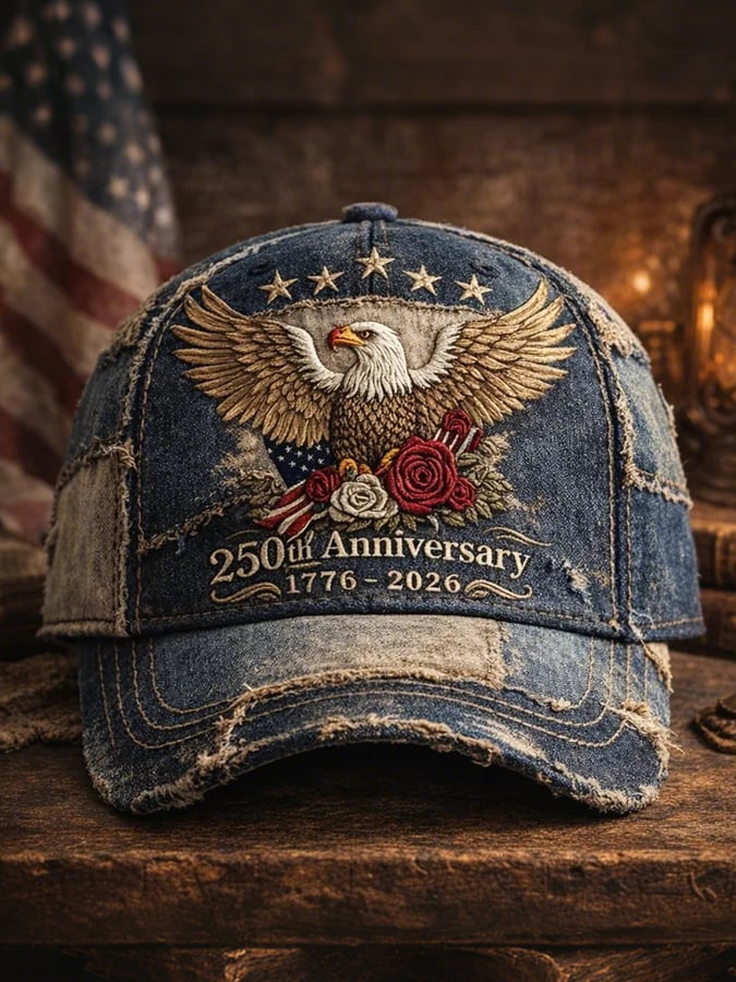 Unisex casual hat with a 250th anniversary of the United States commemorative print.