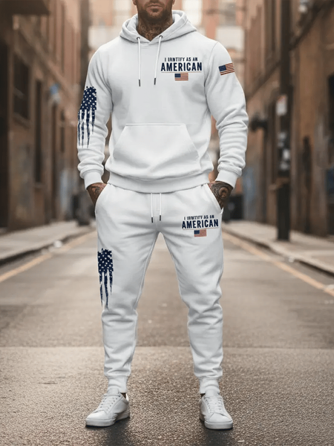 Men's 250th Anniversary Casual Printed Elastic Waist Tie-Up Sweatpants