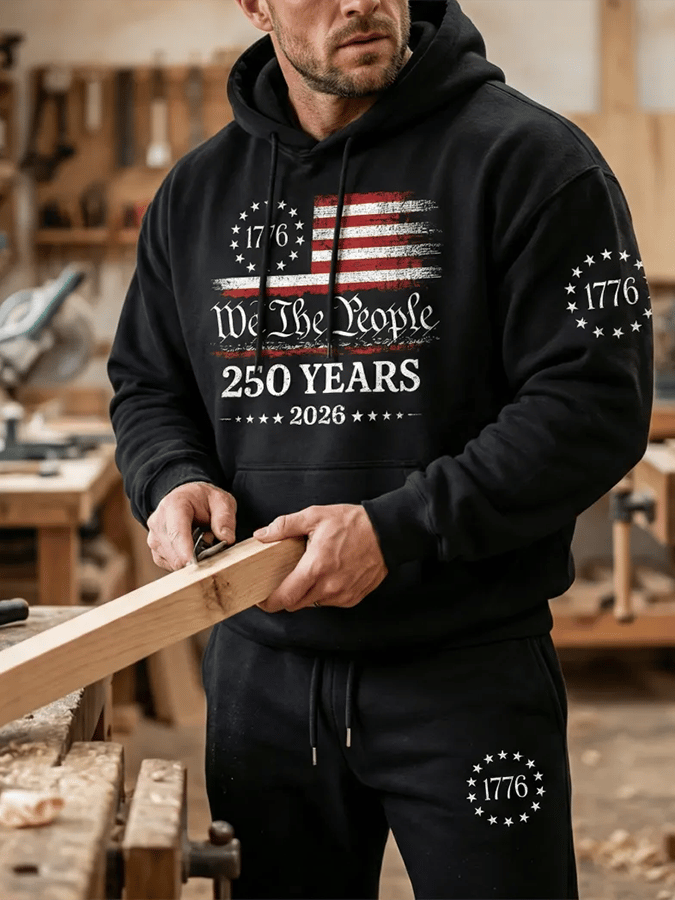 Men's 250th Anniversary Casual Printed Sweatshirt Set