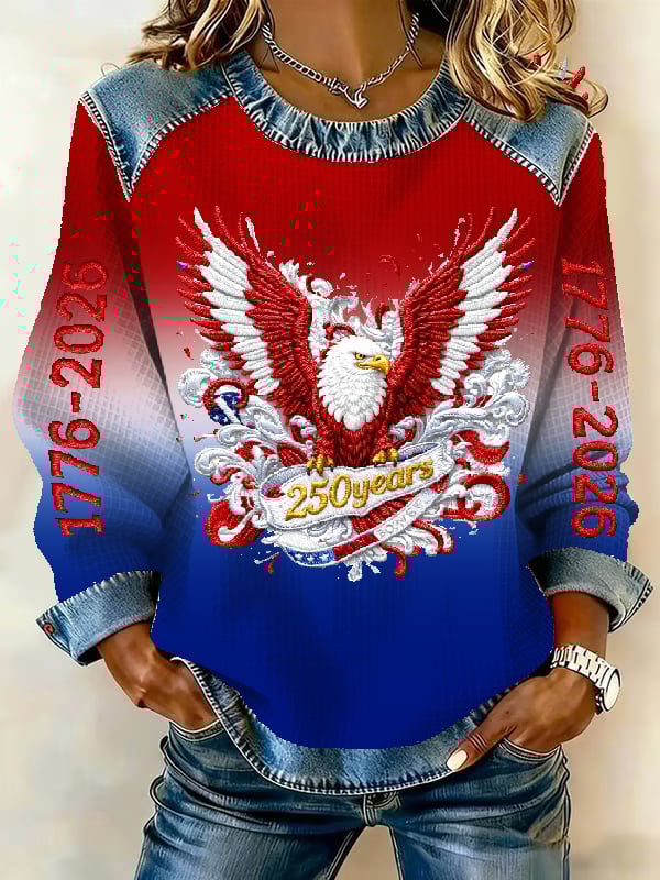 Women's casual hoodie with American 250th anniversary print