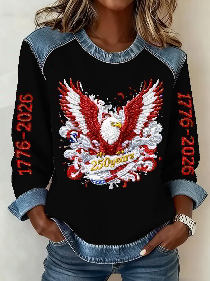 Women's casual hoodie with American 250th anniversary print