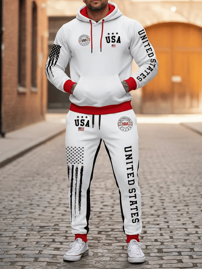 Men's 250th Anniversary Casual Printed Hooded Sweatshirt