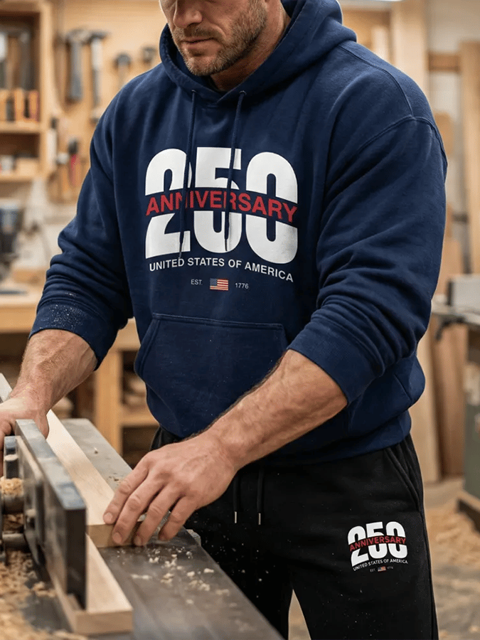 Men's 250th Anniversary Casual Printed Sweatshirt Set