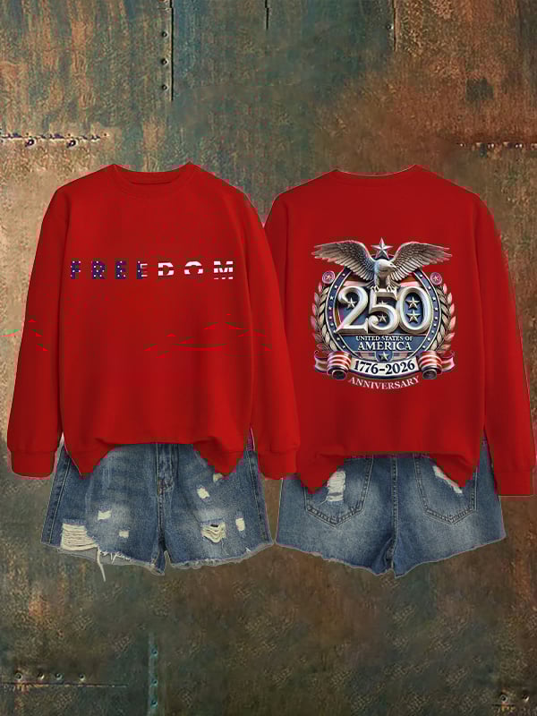 Women's   American 250th Print  Sweatshirt